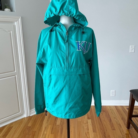 Champion Authentic Athletic wear half zip wind breaker rain KU Jayhawks size S - Picture 13 of 16